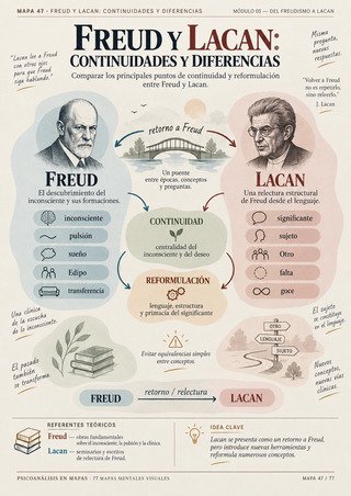 Mapa mental: Freud y Lacan: continuidades y diferencias