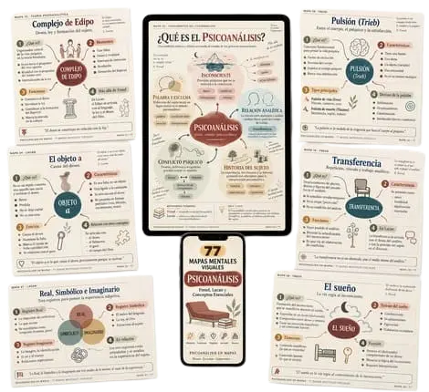Colección de 77 mapas mentales visuales de Psicoanálisis